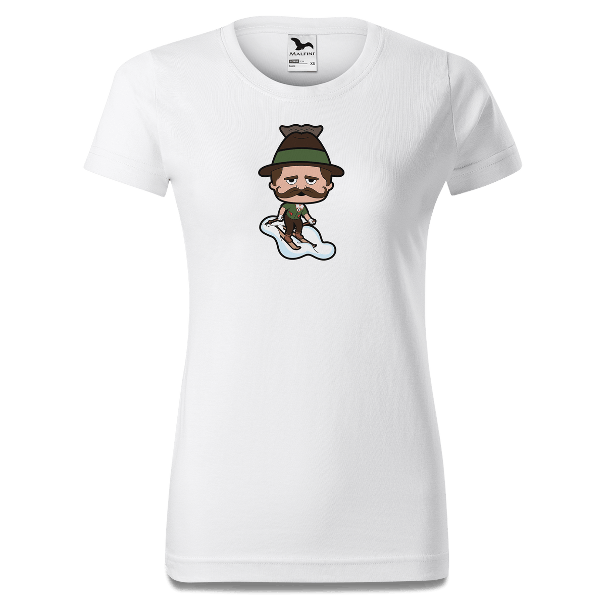 Da Sinzer Skifahrer T Shirt Damen Weiss Gehering Front