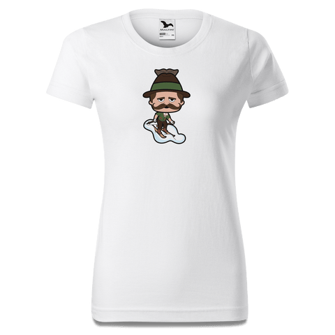 Da Sinzer Skifahrer T Shirt Damen Weiss Gehering Front