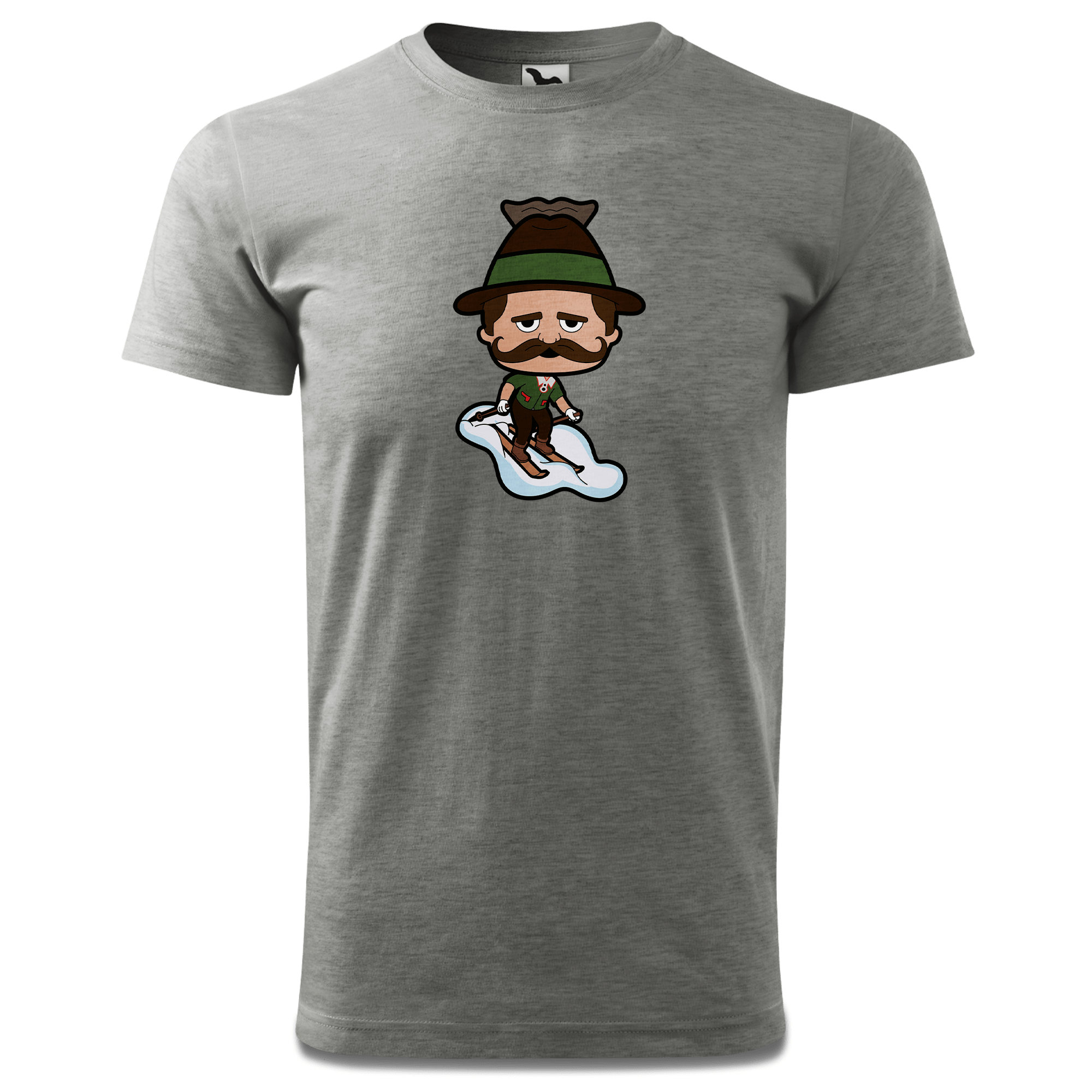 Da Sinzer Skifahrer T Shirt Herren Grau Meliert Hofau Front