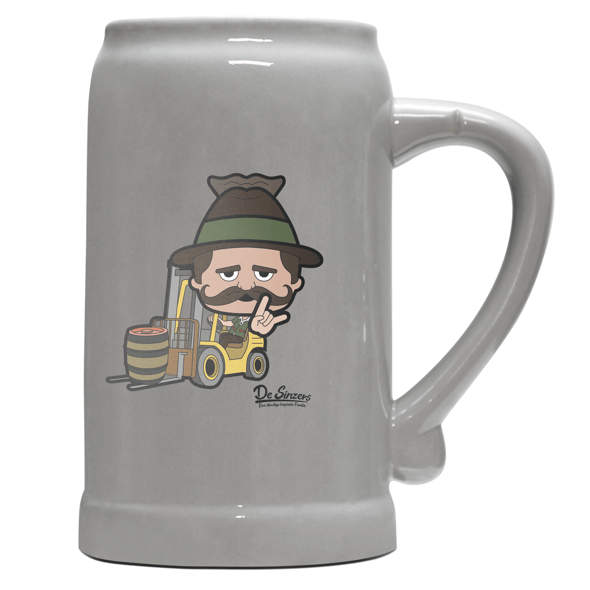 Da Sinzer Staplerfahrer Bierkrug 1000ml Grau Zugspitze Front