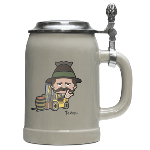 Da Sinzer Staplerfahrer Bierkrug 500ml Grau mit Deckel Hocheck Front