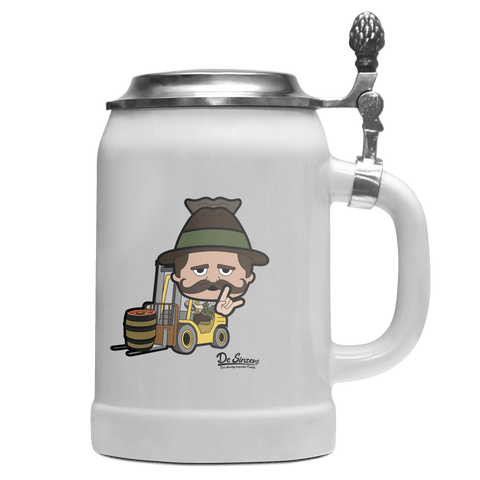 Da Sinzer Staplerfahrer Bierkrug 500ml Weiss mit Deckel Wetterspitzen Front