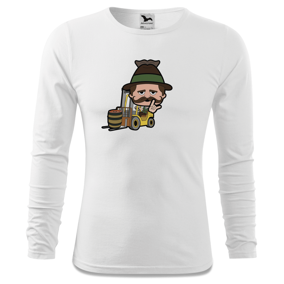 Da Sinzer Staplerfahrer Longsleeve Fitted Herren Weiss Hoehensteig Front