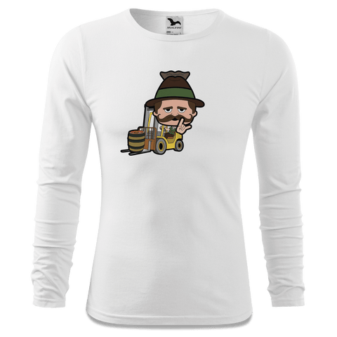 Da Sinzer Staplerfahrer Longsleeve Fitted Herren Weiss Hoehensteig Front