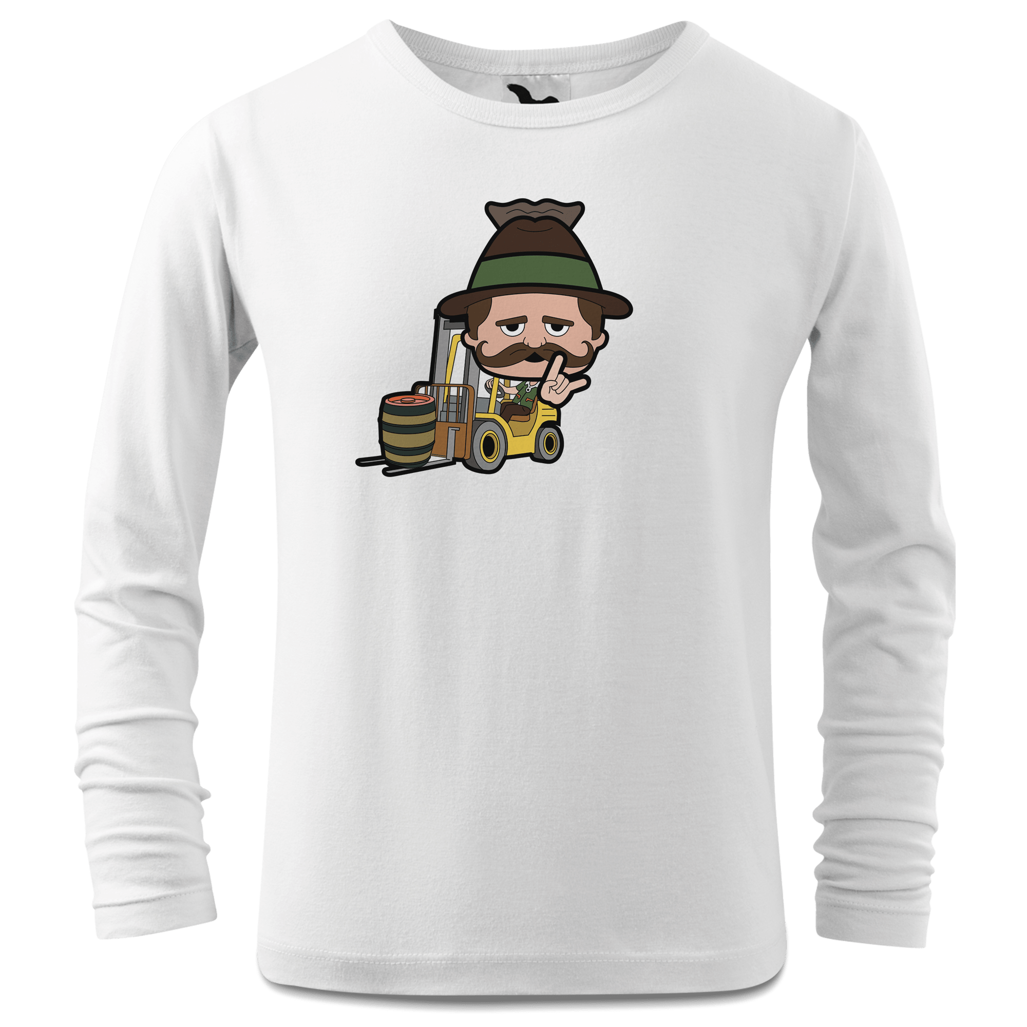 Da Sinzer Staplerfahrer Longsleeve Kinder Weiss Westerndorf Front