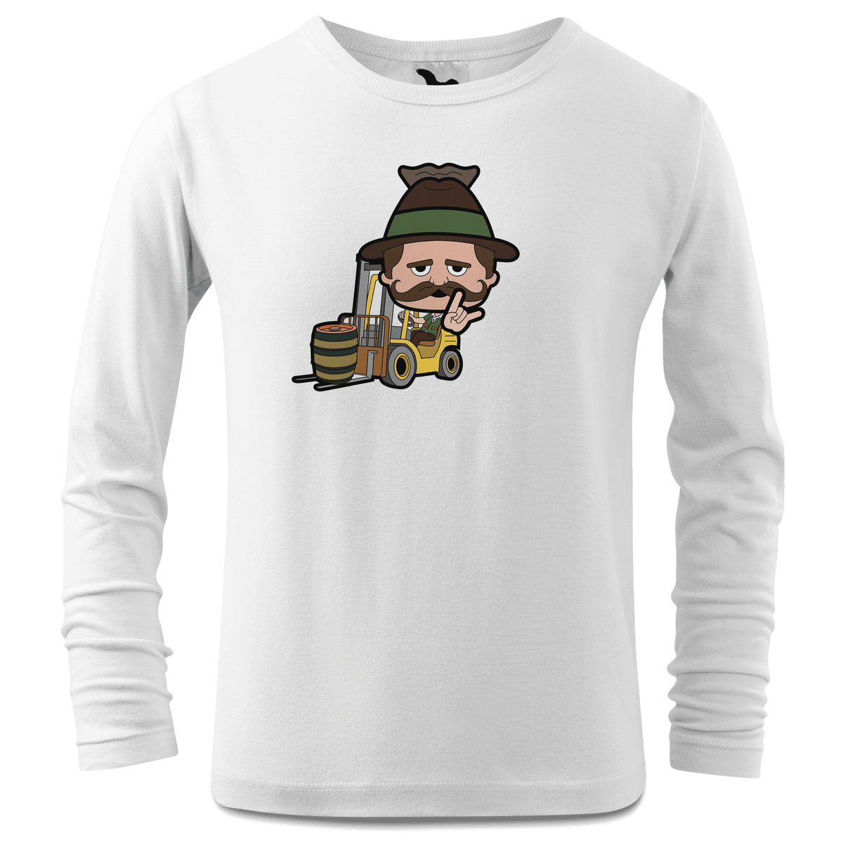 Da Sinzer Staplerfahrer Longsleeve Kinder Weiss Westerndorf Front