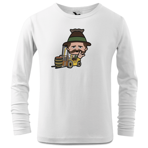 Da Sinzer Staplerfahrer Longsleeve Kinder Weiss Westerndorf Front