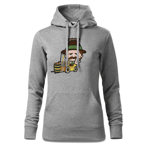 Da Sinzer Staplerfahrer Sweatshirt Hoody Damen Grau Meliert Kieling Front