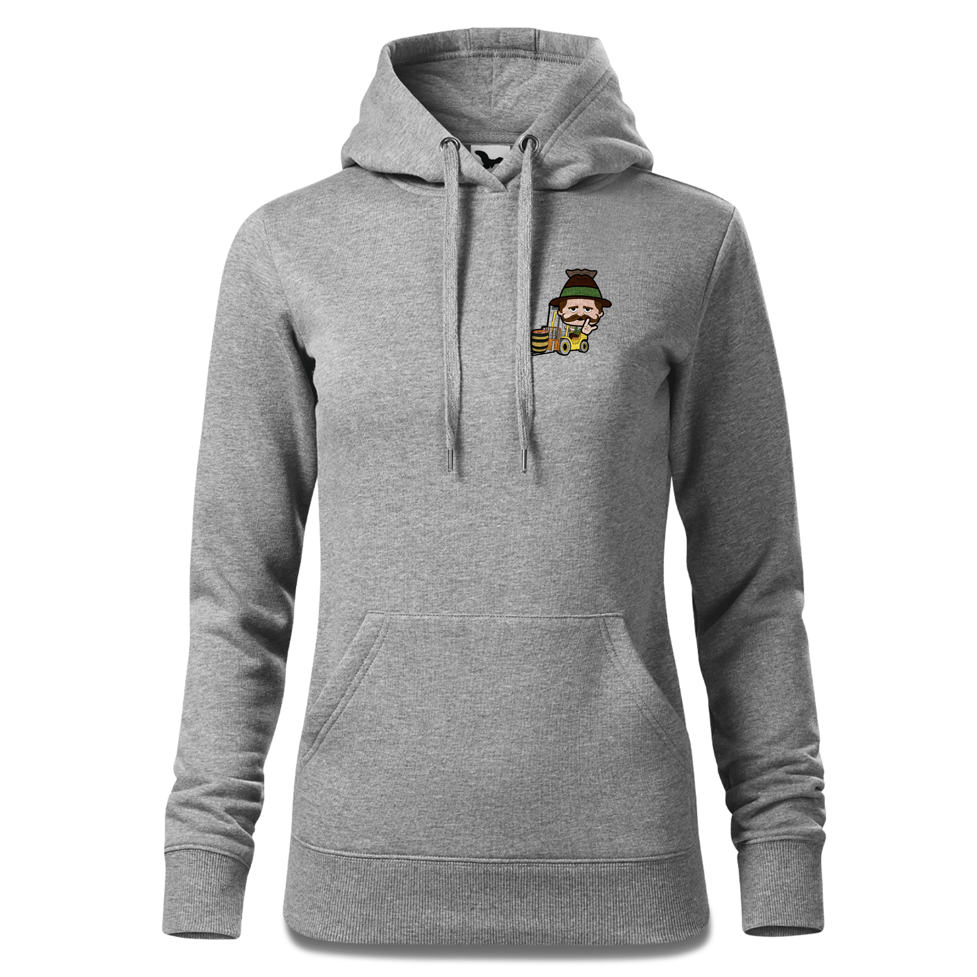 Da Sinzer Staplerfahrer Sweatshirt Hoody Damen Grau Meliert Kleinholzen Front