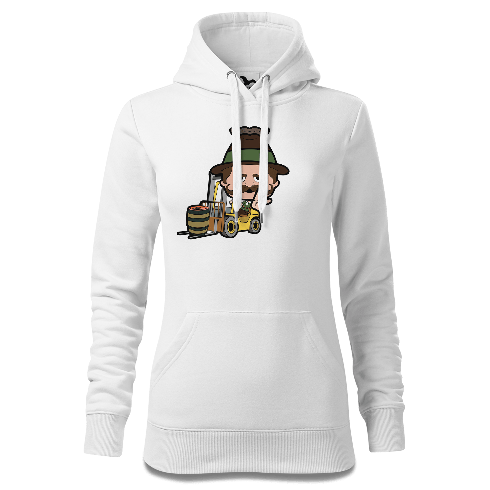 Da Sinzer Staplerfahrer Sweatshirt Hoody Damen Weiss Eckenholz Front