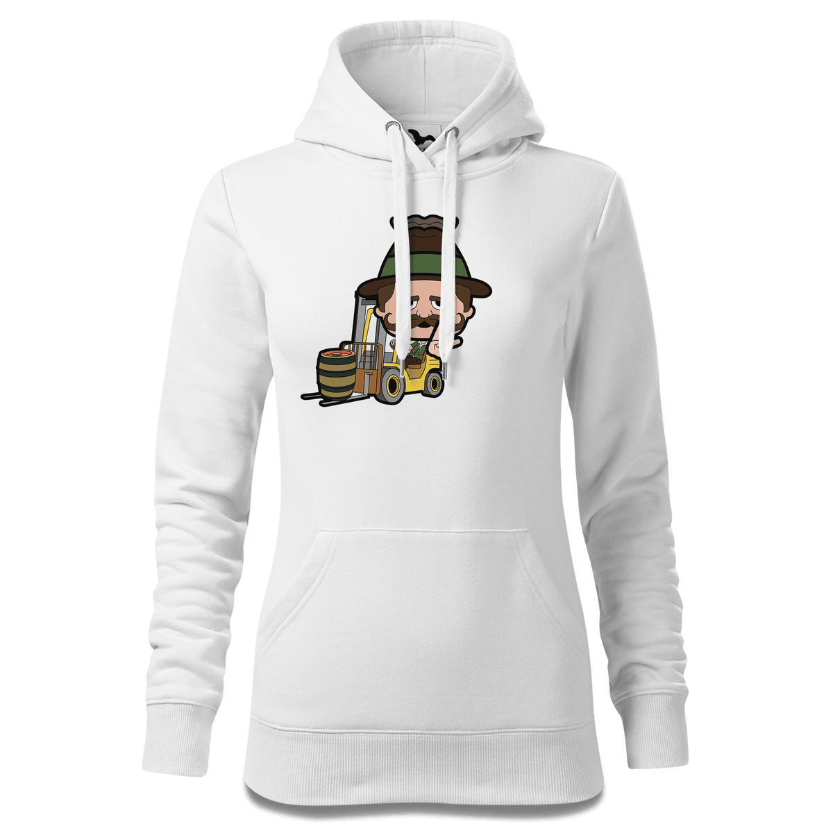 Da Sinzer Staplerfahrer Sweatshirt Hoody Damen Weiss Eckenholz Front