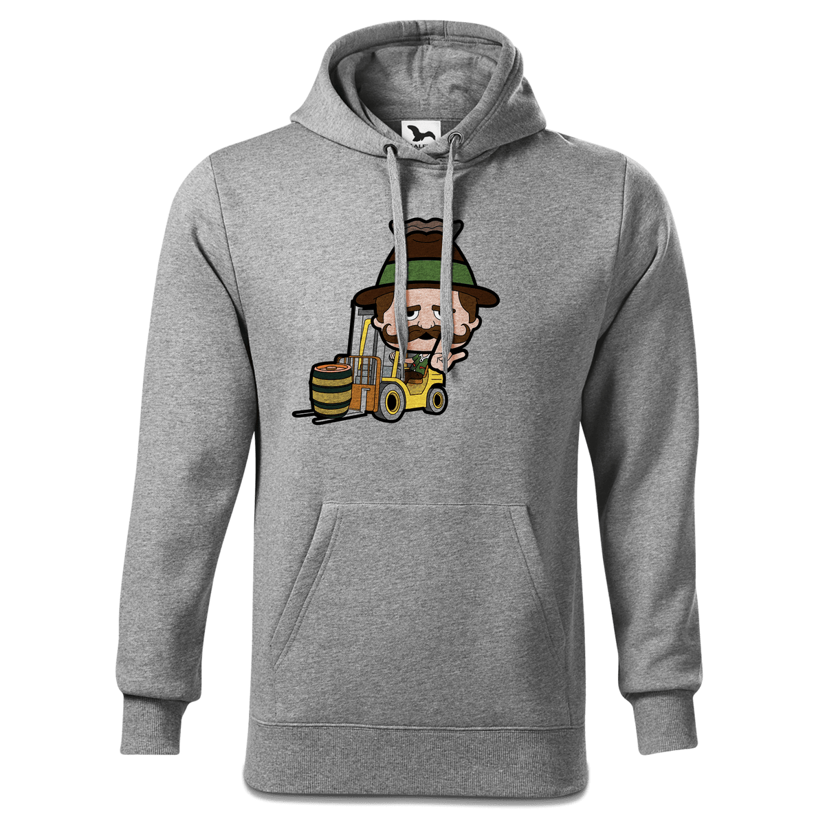 Da Sinzer Staplerfahrer Sweatshirt Hoody Herren Grau Meliert Pulvermuehle Front