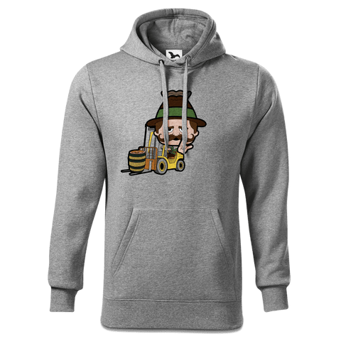 Da Sinzer Staplerfahrer Sweatshirt Hoody Herren Grau Meliert Pulvermuehle Front