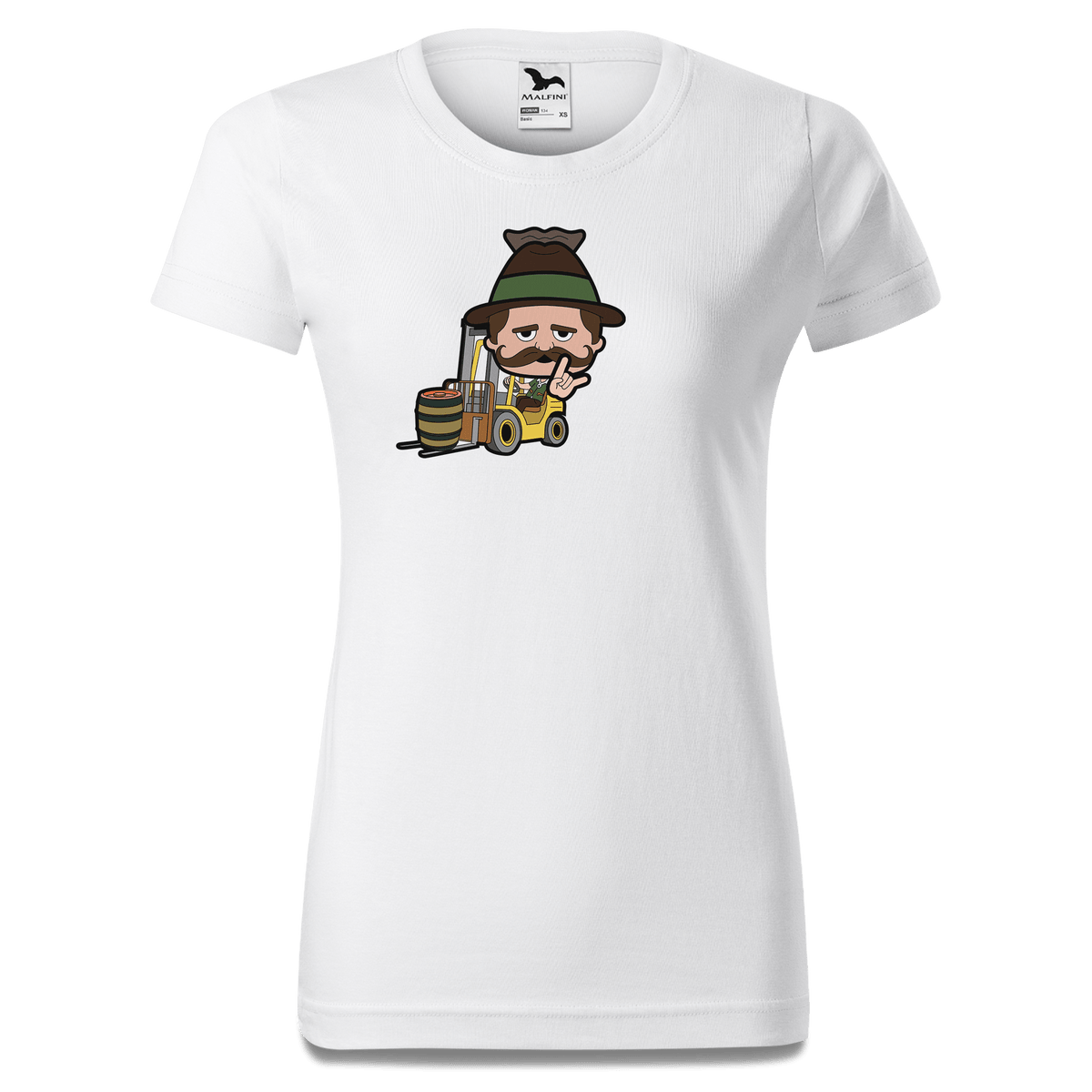 Da Sinzer Staplerfahrer T Shirt Damen Weiss Gehering Front