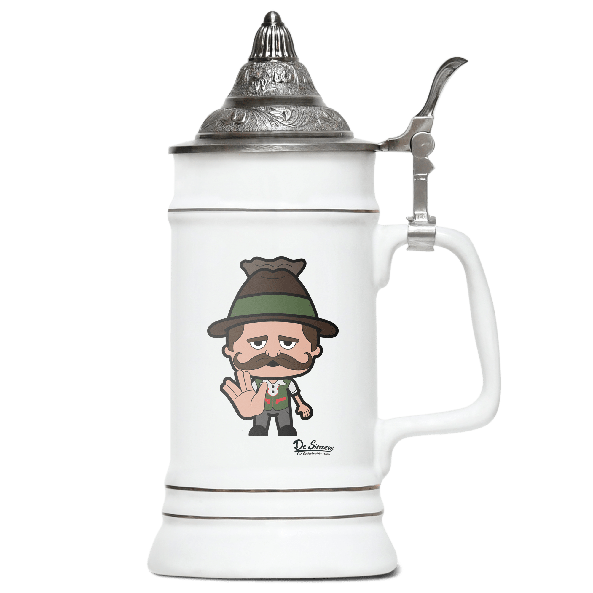 Da Sinzer Star Trek Fingers Bierkrug 500ml Weiss mit Spitzdeckel Wendelstein Front