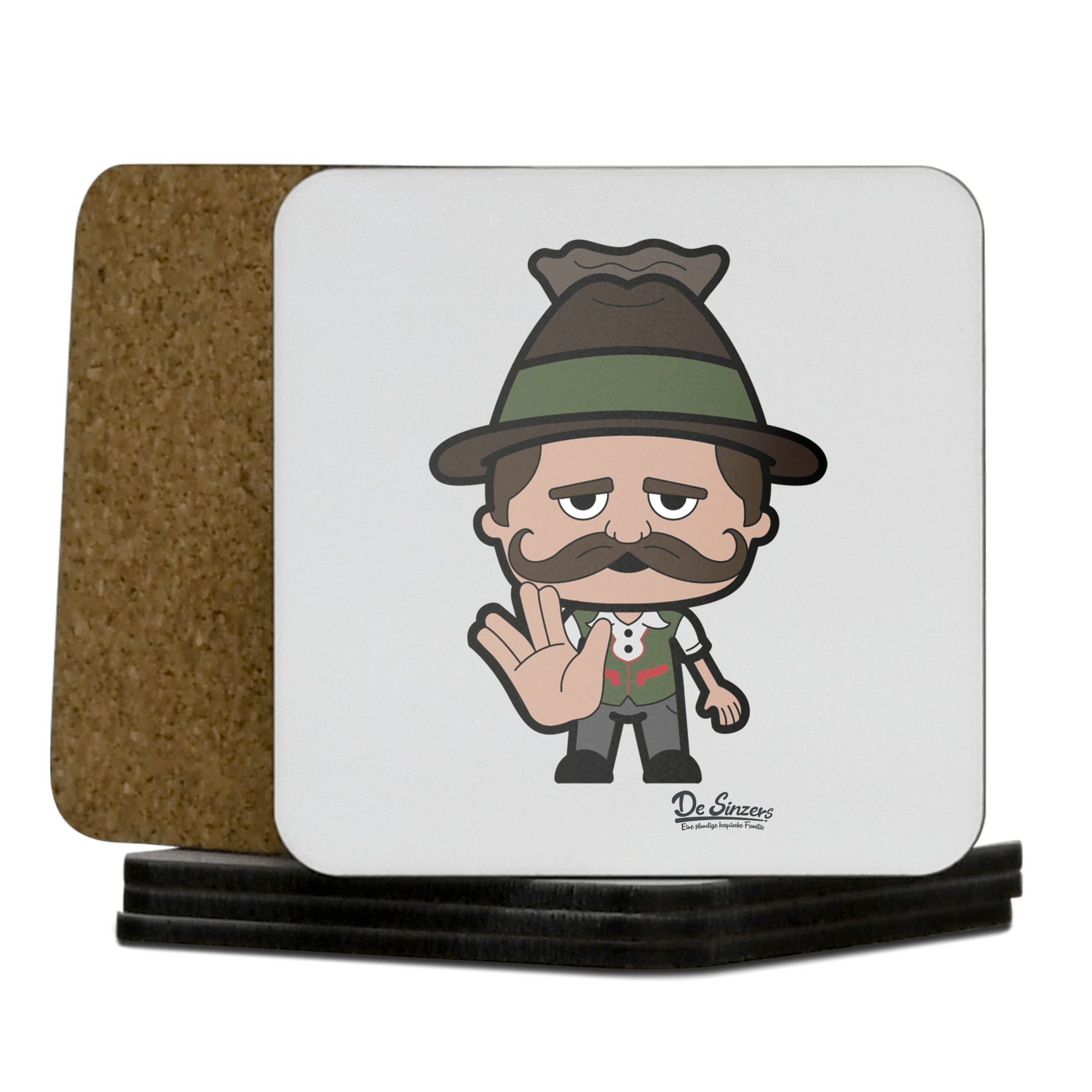 Da Sinzer Star Trek Fingers Korkuntersetzer 5er Set 95 x 95 mm Weiss Karkopf Front