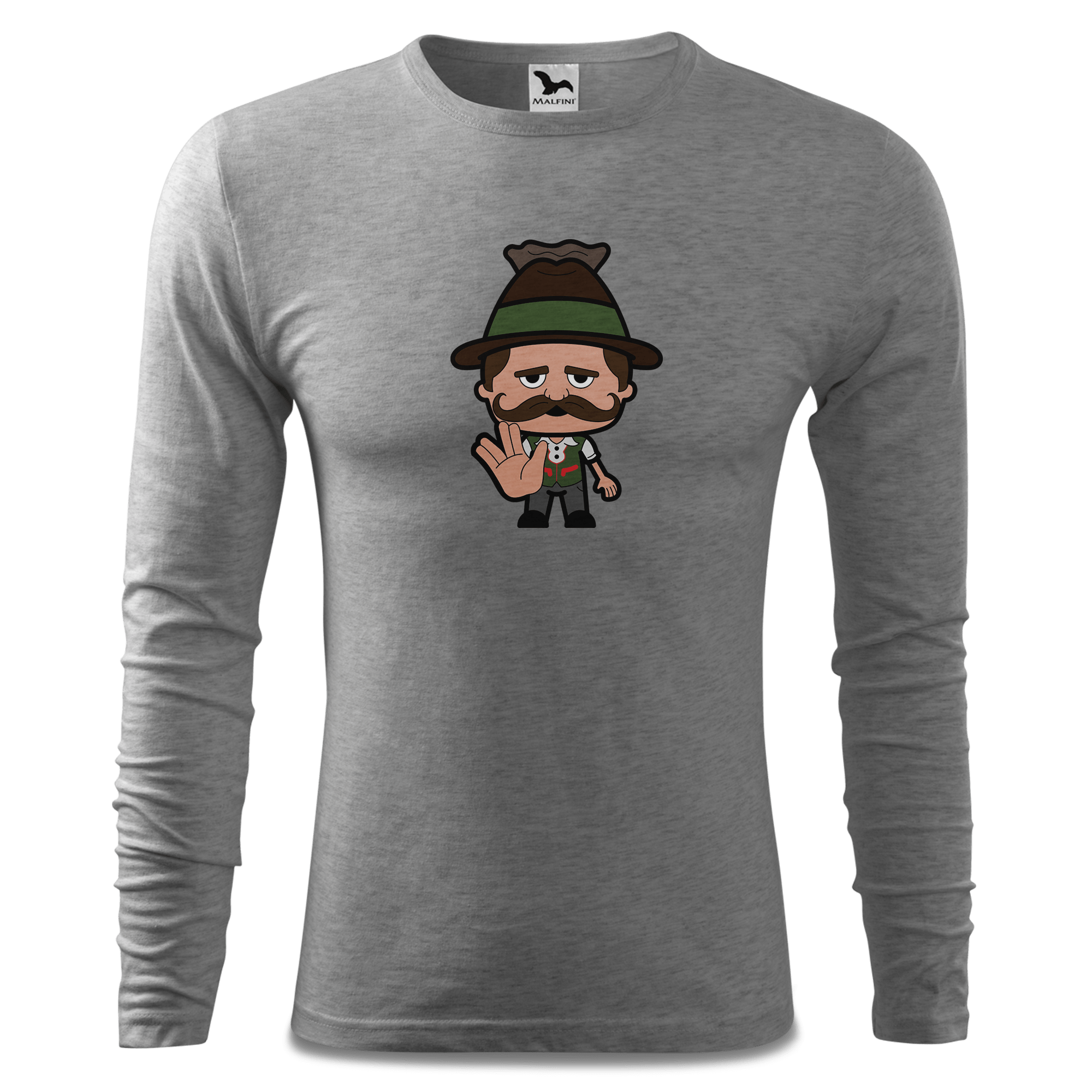 Da Sinzer Star Trek Fingers Longsleeve Fitted Herren Grau Meliert Haiden Front