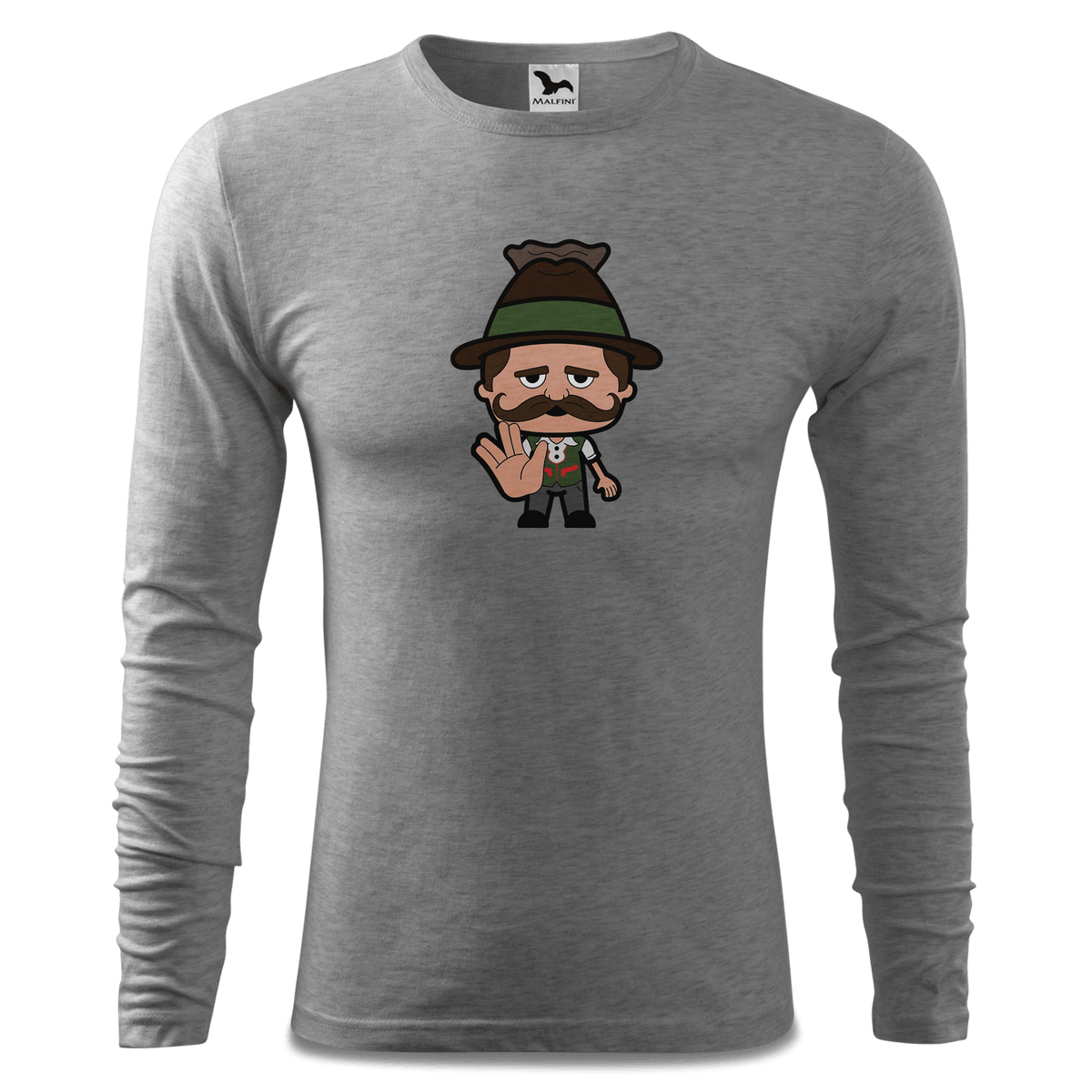 Da Sinzer Star Trek Fingers Longsleeve Fitted Herren Grau Meliert Haiden Front