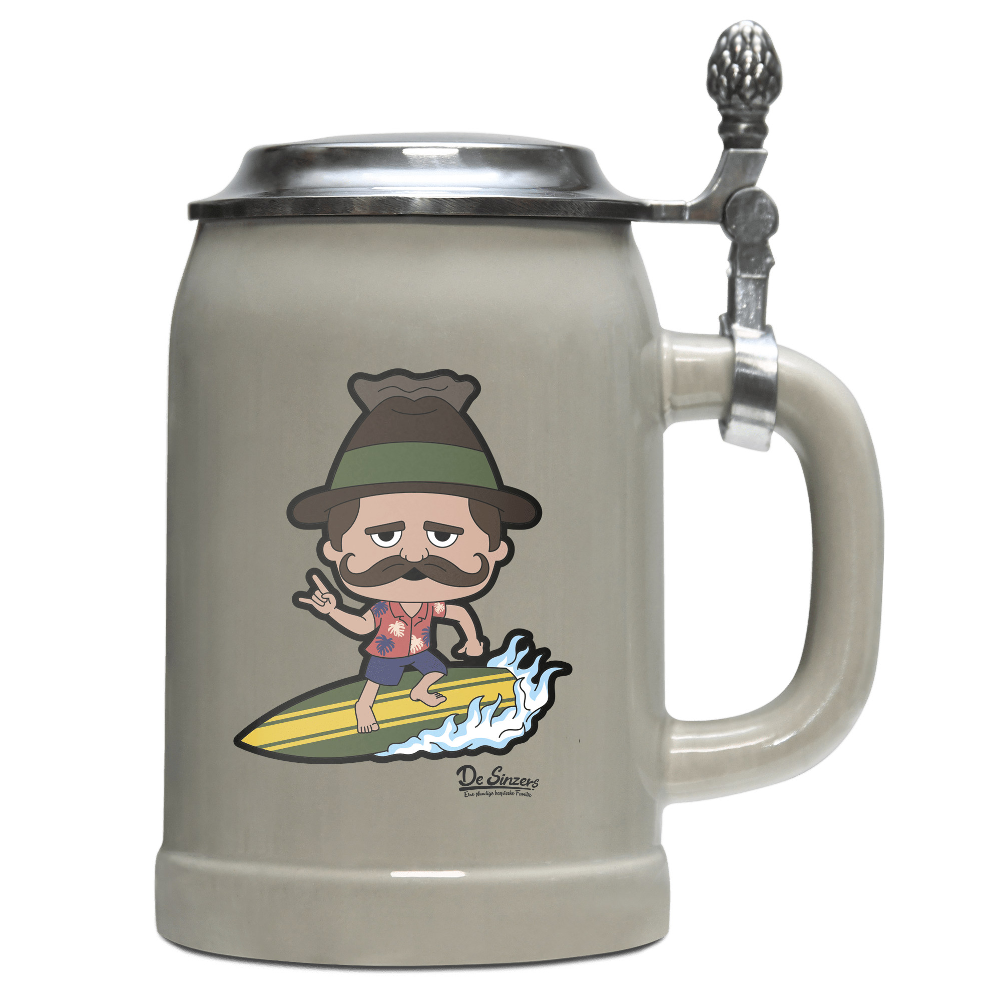 Da Sinzer Summer Edition Bierkrug 500ml Grau mit Deckel Hocheck Front