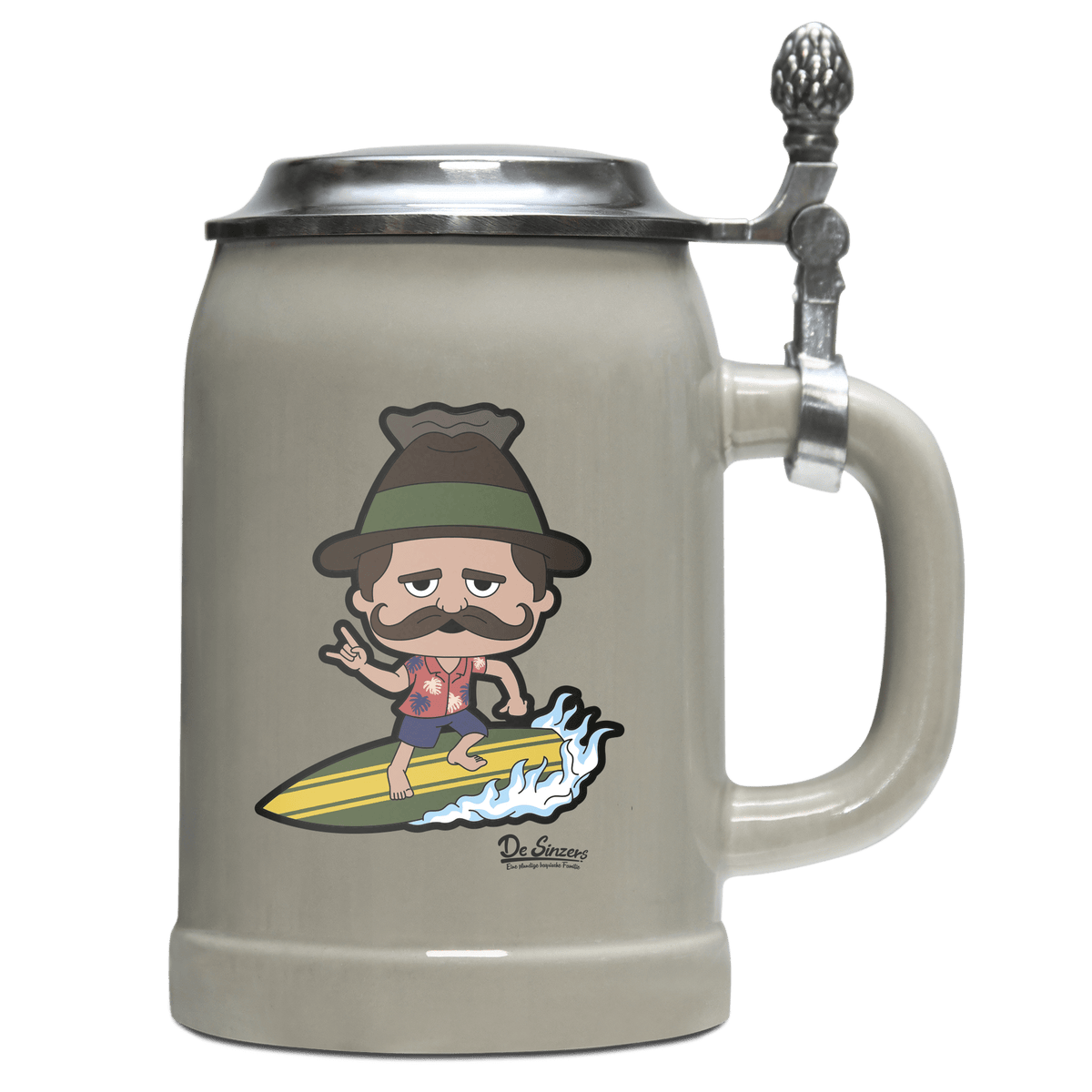 Da Sinzer Summer Edition Bierkrug 500ml Grau mit Deckel Hocheck Front
