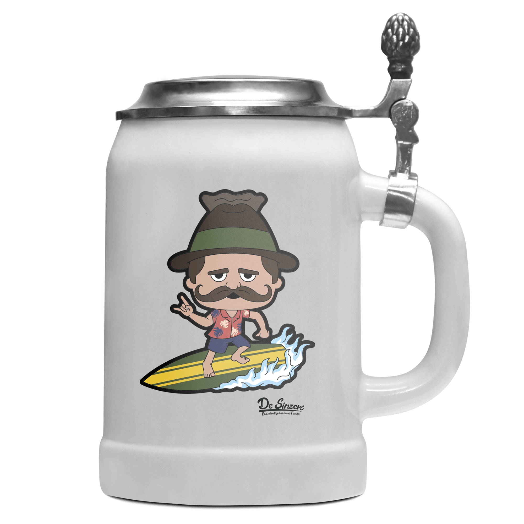 Da Sinzer Summer Edition Bierkrug 500ml Weiss mit Deckel Wetterspitzen Front