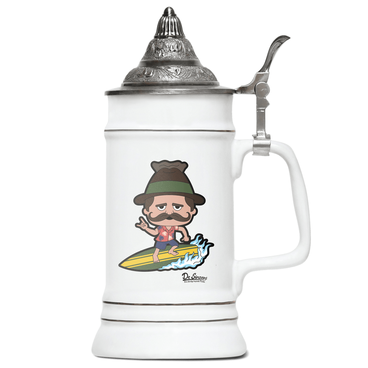 Da Sinzer Summer Edition Bierkrug 500ml Weiss mit Spitzdeckel Wendelstein Front