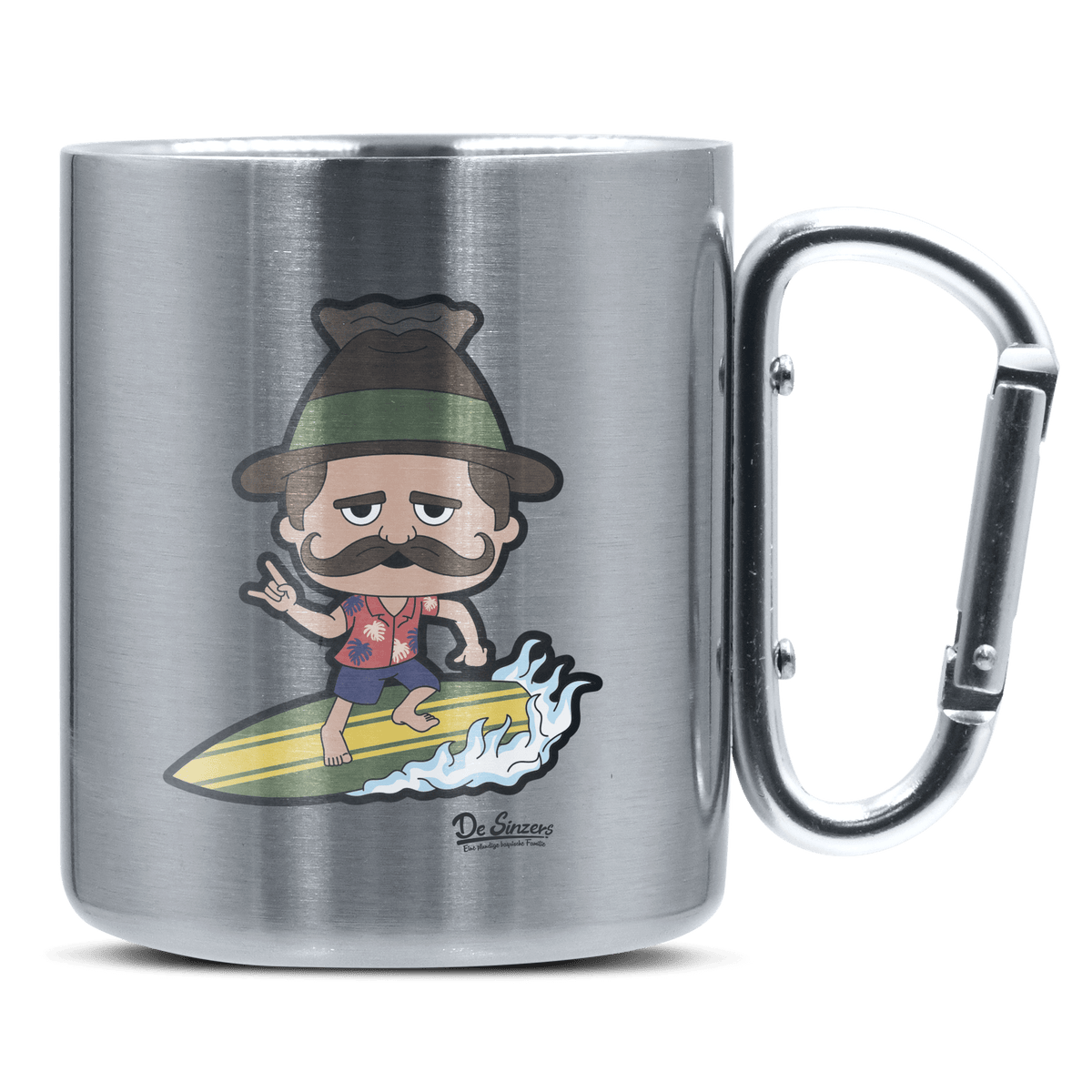 Da Sinzer Summer Edition Edelstahl Kaffeetasse silberer Karabiner 320ml Grosser Traithen Front
