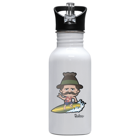 Da Sinzer Summer Edition Edelstahl Trinkflasche mit klappbarem Mundstueck 500ml Weiss Rotwand Front