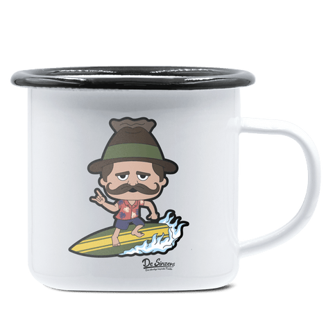 Da Sinzer Summer Edition Emaille Tasse 375ml Weiss Schwarz Hochries Front