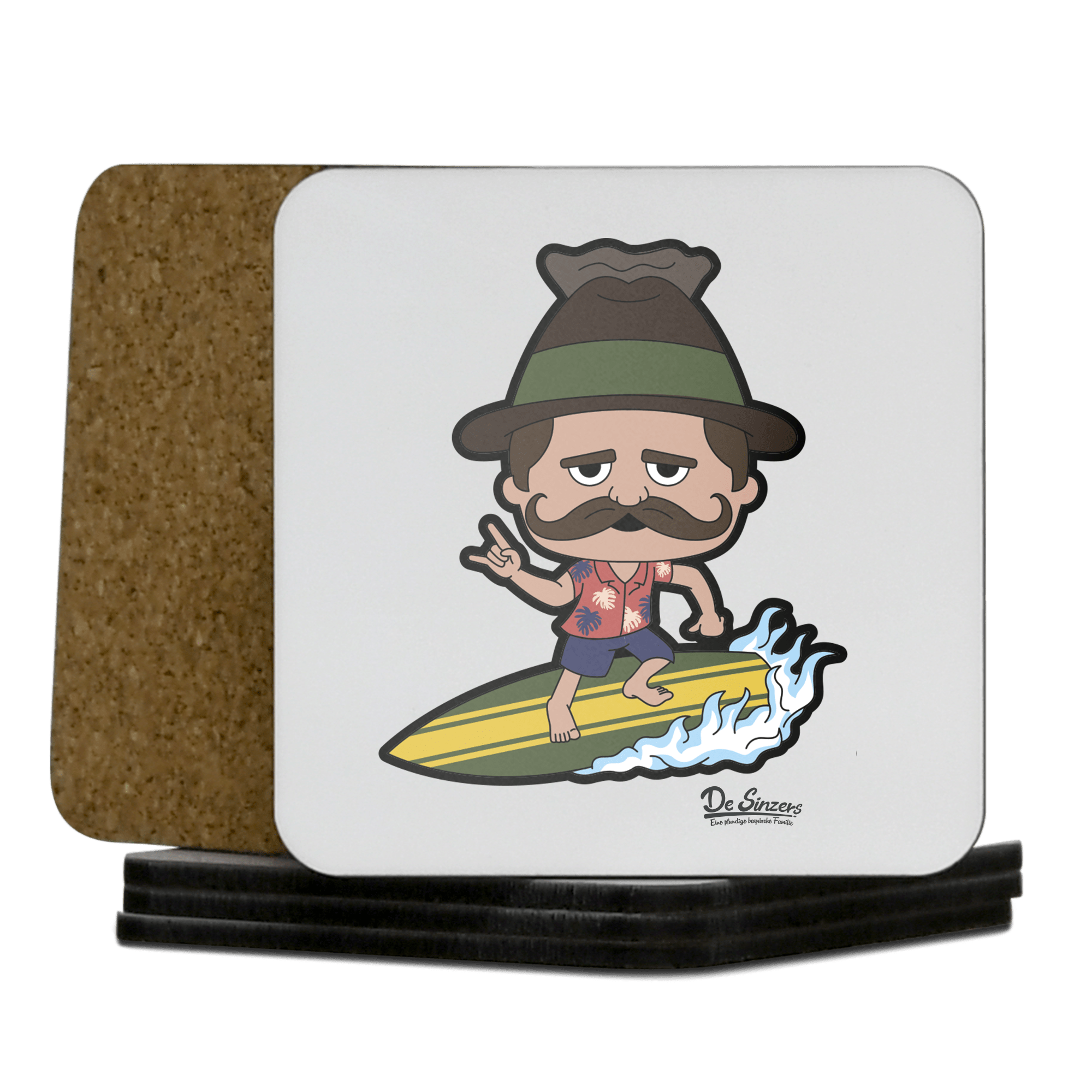 Da Sinzer Summer Edition Korkuntersetzer 5er Set 95 x 95 mm Weiss Karkopf Front