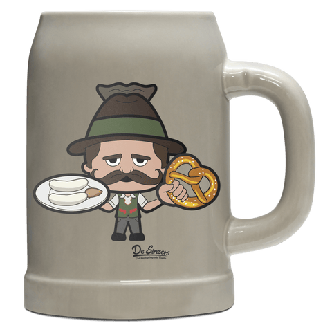 Da Sinzer Weißwurscht und Brezn Bierkrug 500ml Grau Watzmann Front