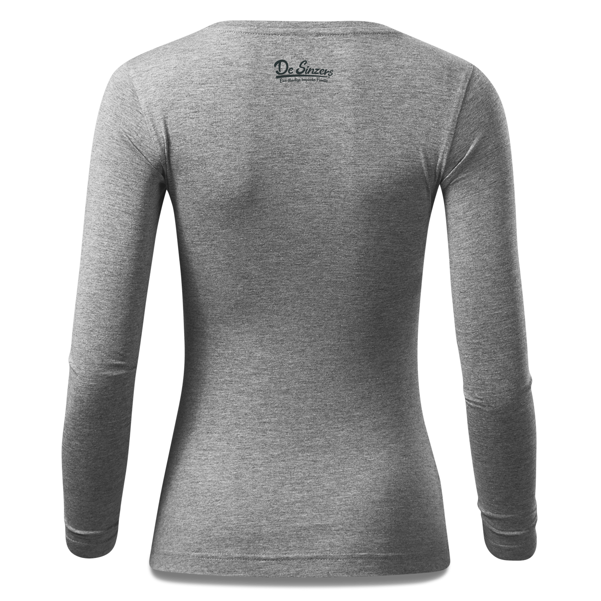 Da Sinzer Weisswurscht und Brezn Longsleeve Fitted Damen Grau Meliert Schoemering Back