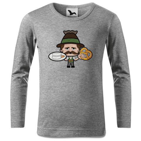 Da Sinzer Weisswurscht und Brezn Longsleeve Kinder Grau Meliert Waldering Front
