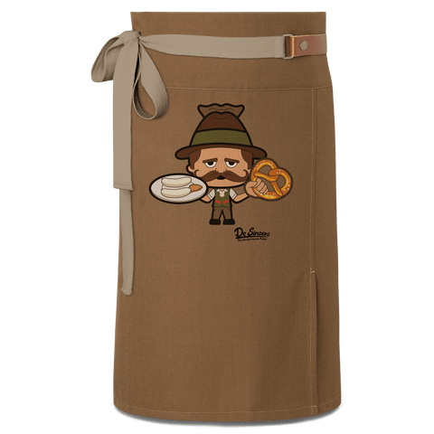 Da Sinzer Weisswurscht und Brezn Schuerze Vorbinder Braun Haidham Front