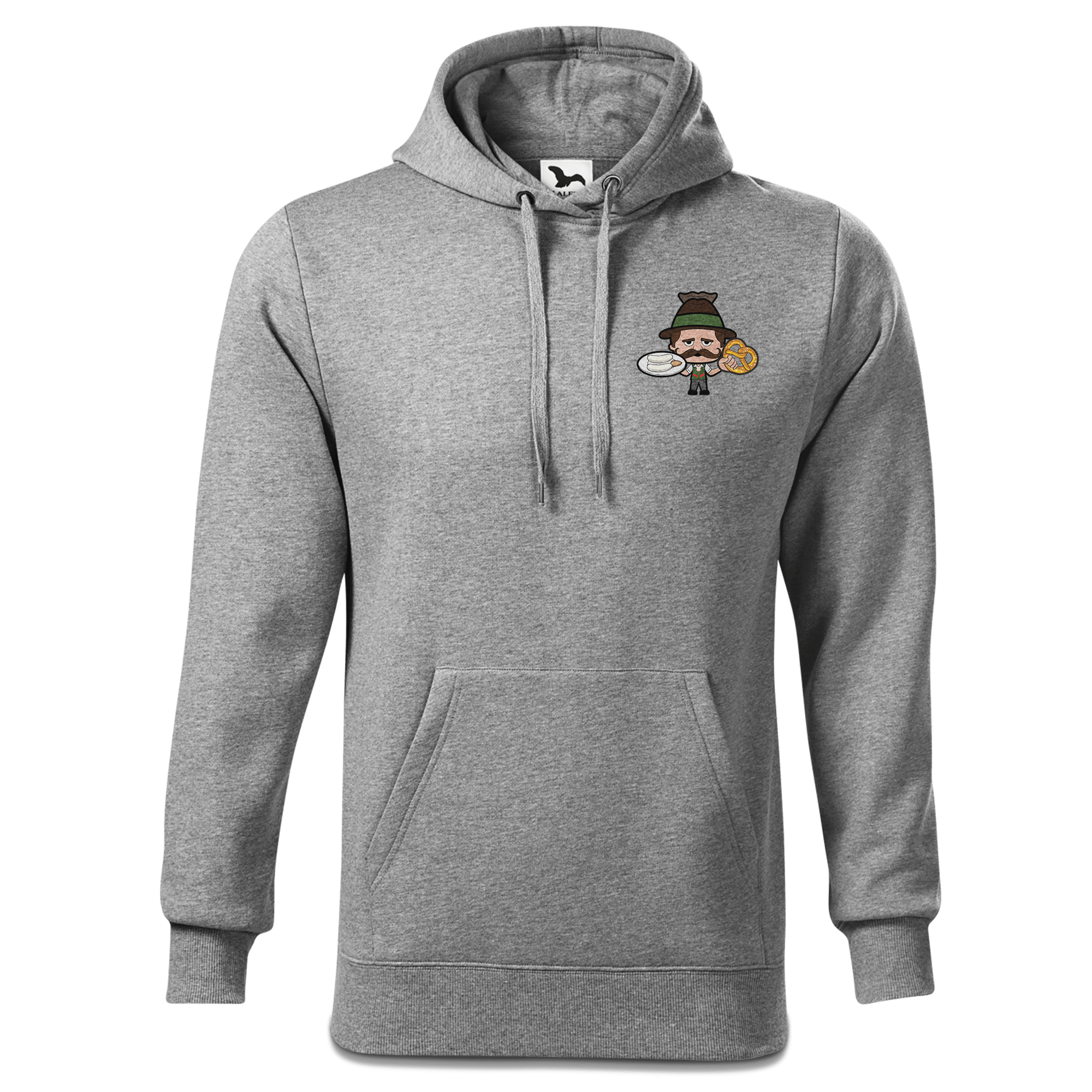Da Sinzer Weisswurscht und Brezn Sweatshirt Hoody Herren Grau Meliert Puster Front