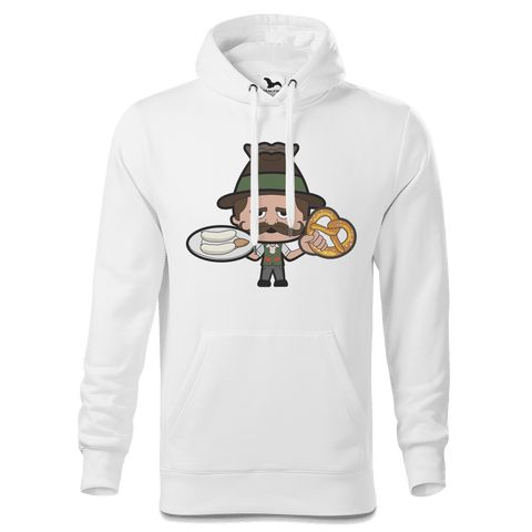 Da Sinzer Weisswurscht und Brezn Sweatshirt Hoody Herren Weiss Reikering Front