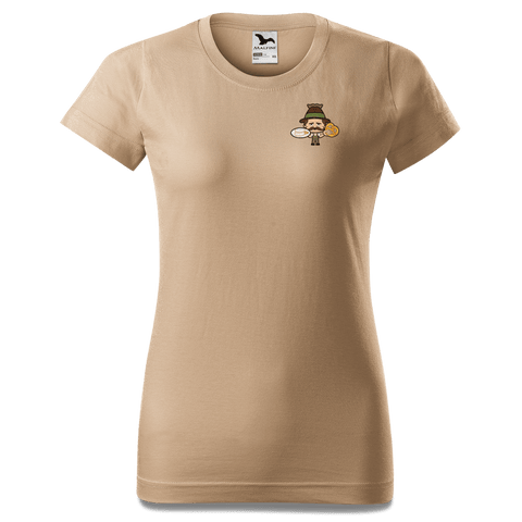 Da Sinzer Weisswurscht und Brezn T Shirt Damen Sand Fussen Front
