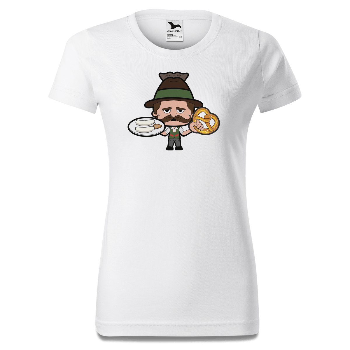 Da Sinzer Weisswurscht und Brezn T Shirt Damen Weiss Gehering Front