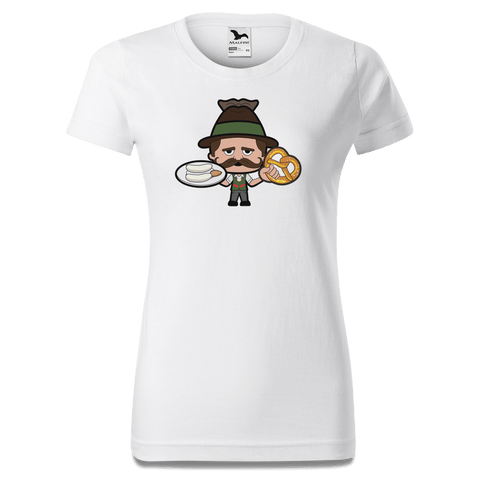 Da Sinzer Weisswurscht und Brezn T Shirt Damen Weiss Gehering Front