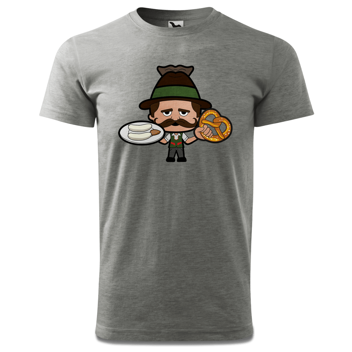 Da Sinzer Weisswurscht und Brezn T Shirt Herren Grau Meliert Hofau Front