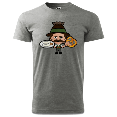 Da Sinzer Weisswurscht und Brezn T Shirt Herren Grau Meliert Hofau Front