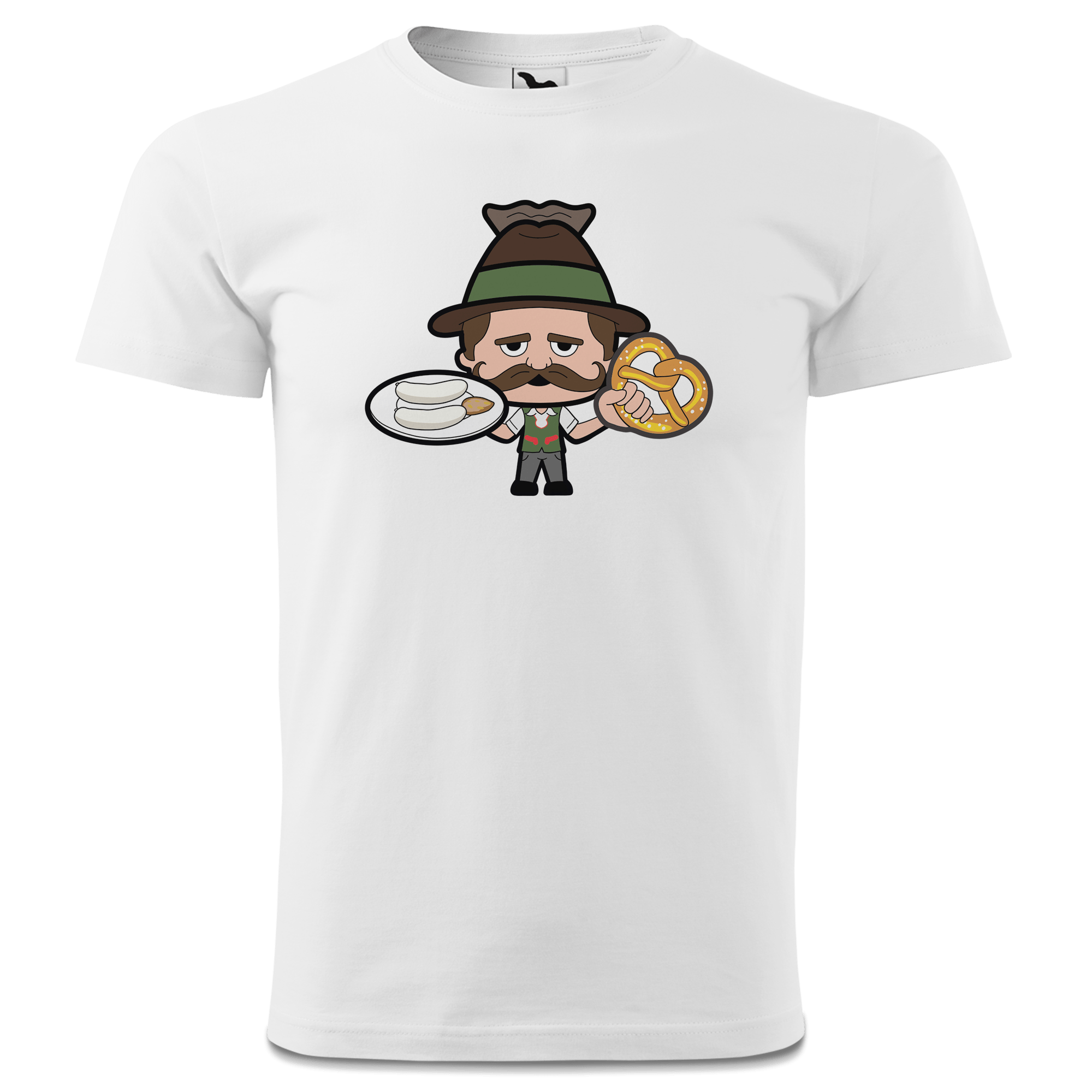 Da Sinzer Weisswurscht und Brezn T Shirt Herren Weiss Landl Front