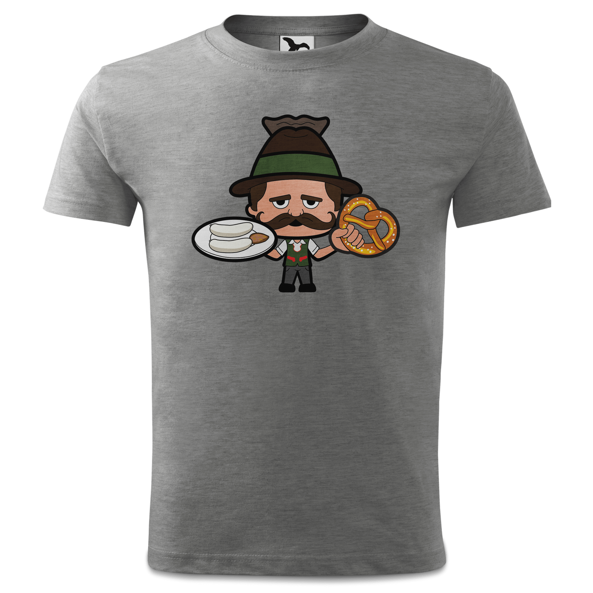 Da Sinzer Weisswurscht und Brezn T Shirt Kinder Grau Meliert Finkenweg Front