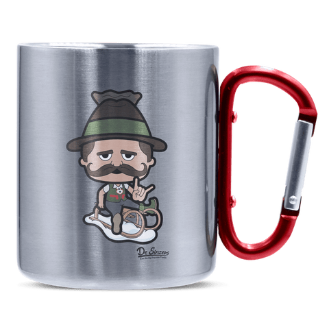 Da Sinzer Winter Edition Edelstahl Kaffeetasse roter Karabiner 320ml Kitzstein Front