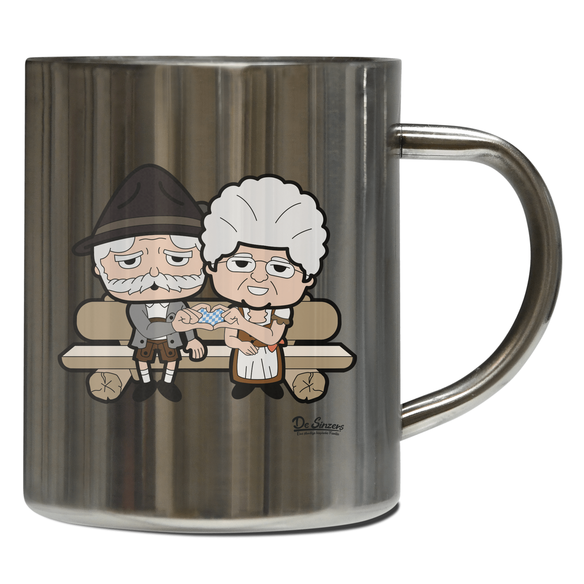 De Oid Sinzers Paar Gartenbank Edelstahl Kaffeetasse 400ml Grosser Arber Front