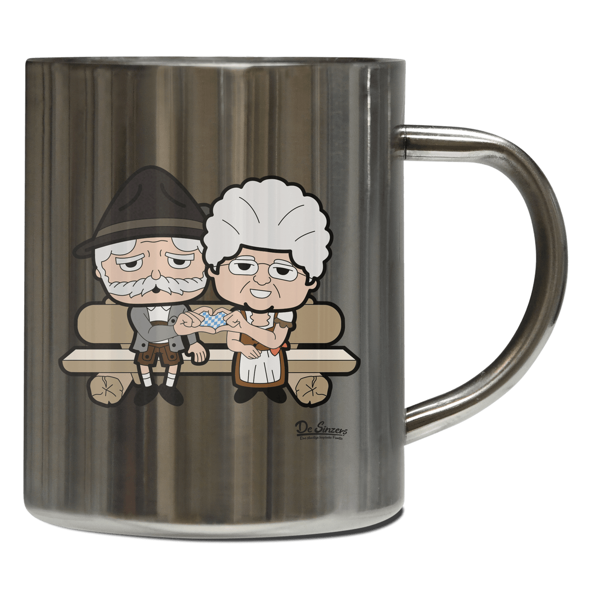 De Oid Sinzers Paar Gartenbank Edelstahl Kaffeetasse 400ml Grosser Arber Front