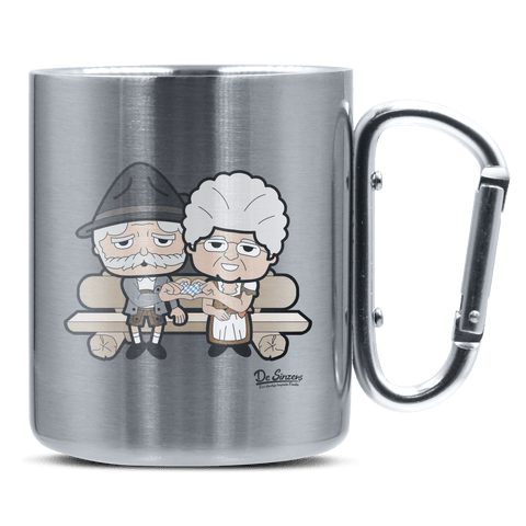 De Oid Sinzers Paar Gartenbank Edelstahl Kaffeetasse silberer Karabiner 320ml Grosser Traithen Front