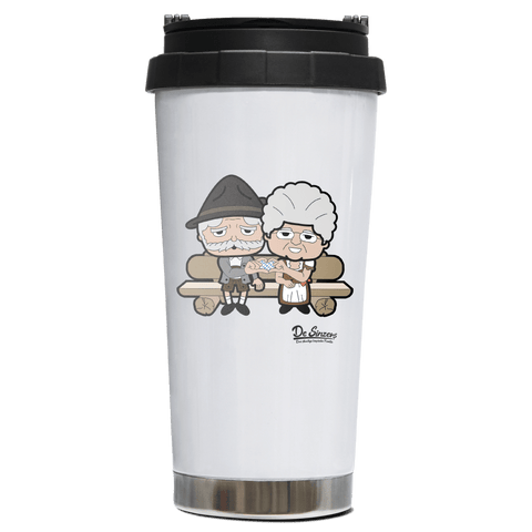 De Oid Sinzers Paar Gartenbank Edelstahl Trinkbecher To Go 470ml Weiss Wildbarren Front