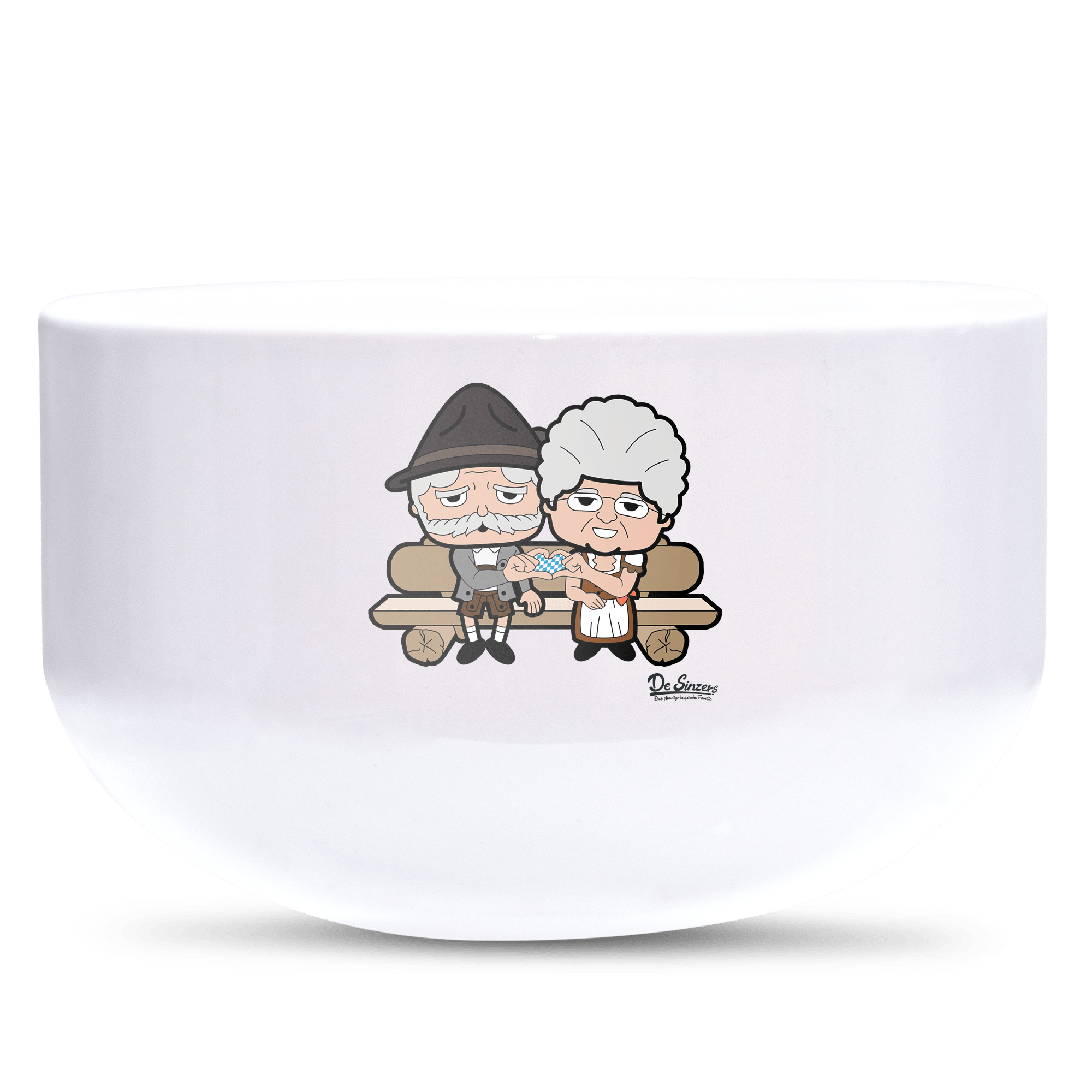 De Oid Sinzers Paar Gartenbank Keramik Mueslischale Weiss 600ml Staffelberg Front