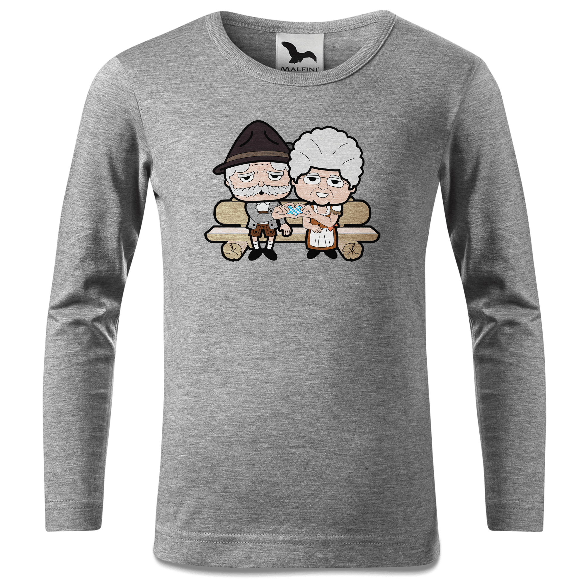 De Oid Sinzers Paar Gartenbank Longsleeve Kinder Grau Meliert Waldering Front